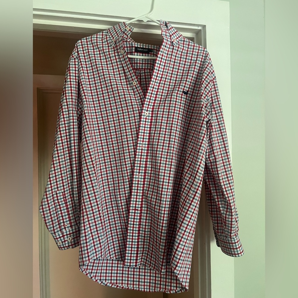Southern Marsh Red, White & Blue Long Sleeve Button Down Shirt